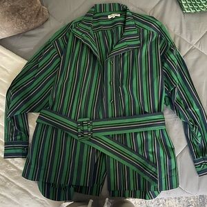 Opening Ceremony Green and Black Striped Shirt